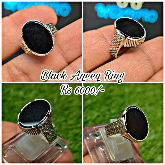 Premium Quality Black Aqeeq Ring