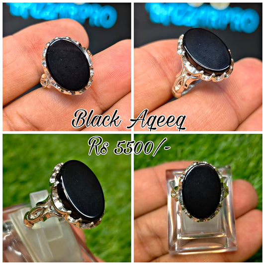 Premium Quality Black Aqeeq Ring