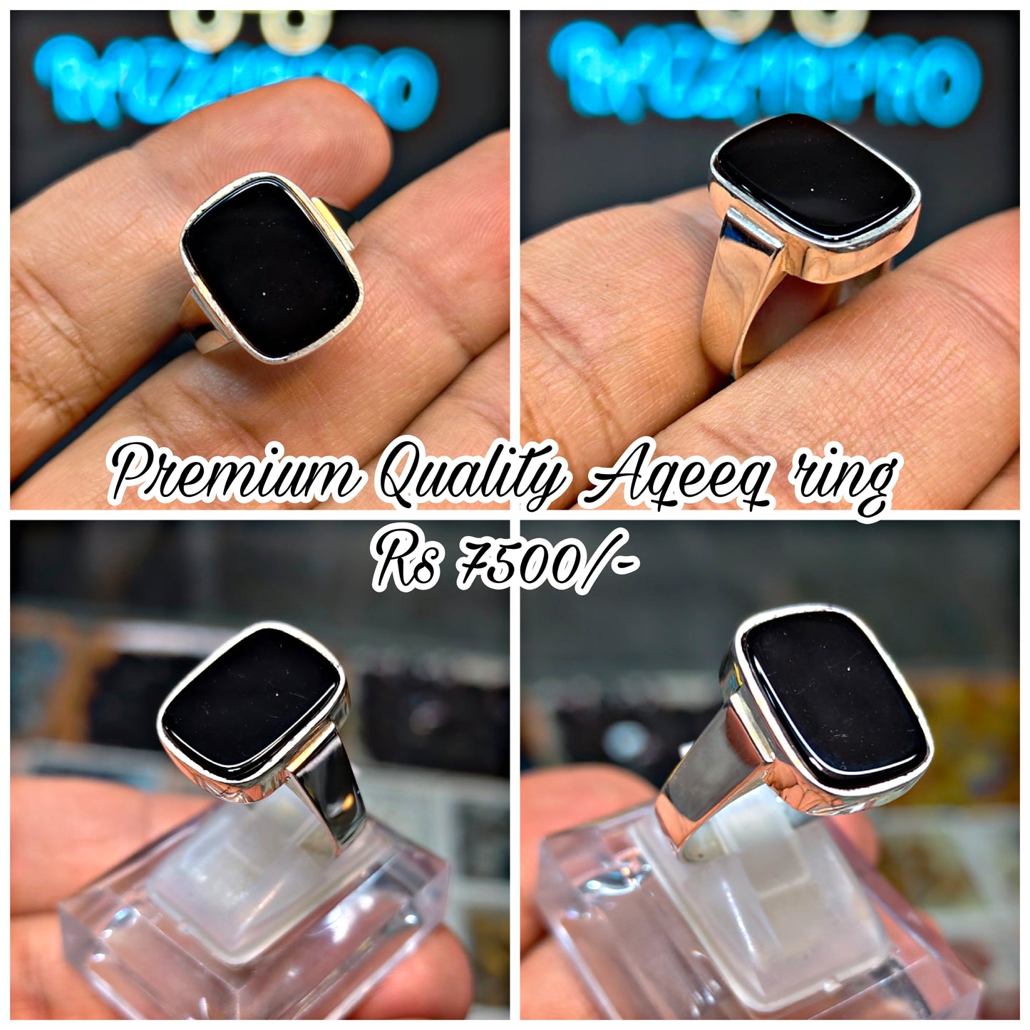 Premium Quality Black Aqeeq Ring