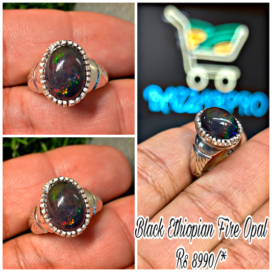 Premium Quality Black Ethopian Opal Ring