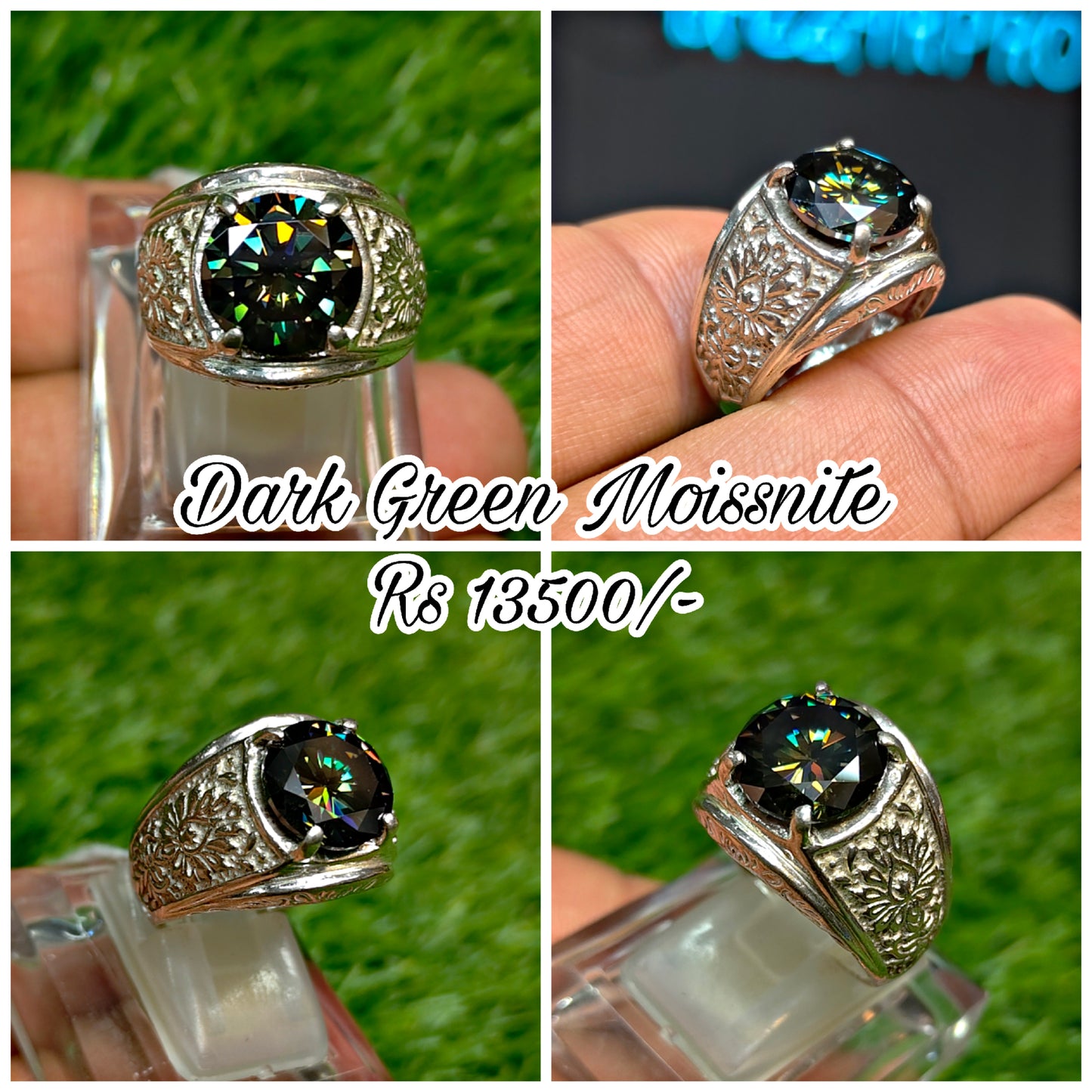 Premium Quality Dark Green Moissanite Ring