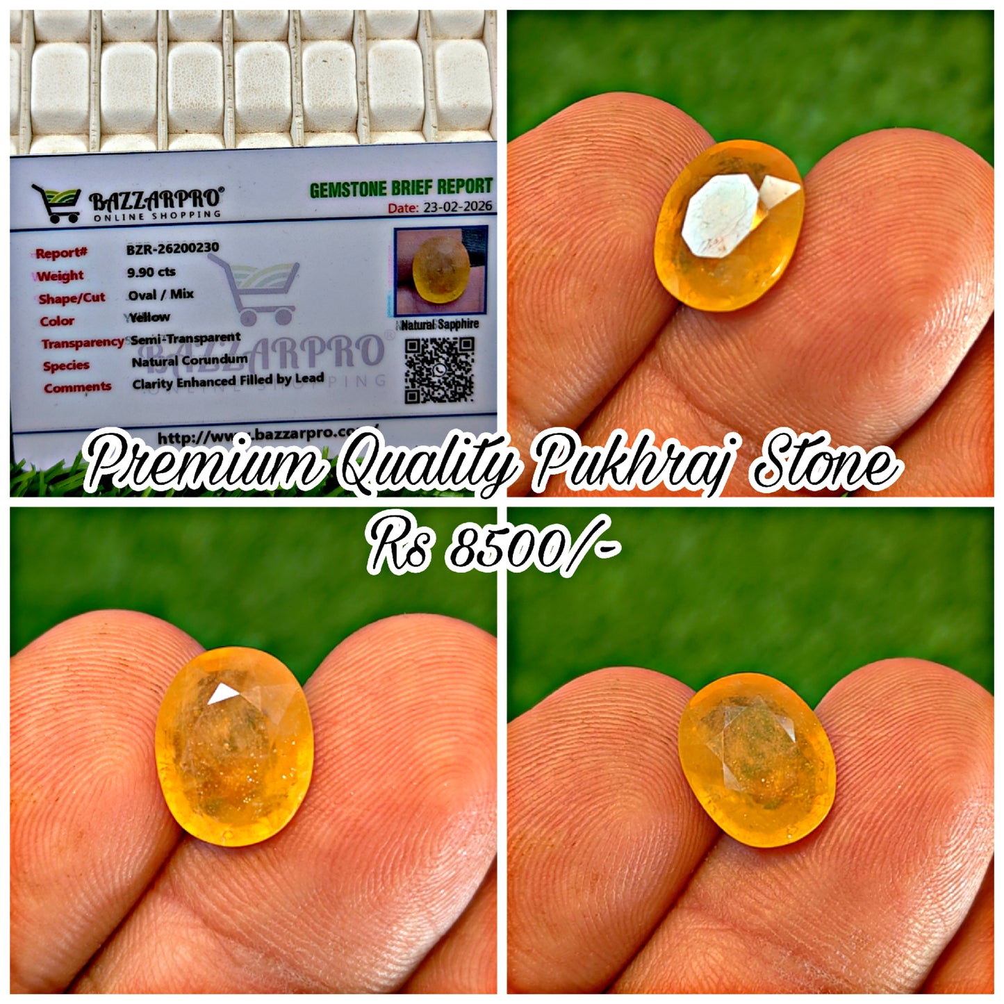 Premium Quality Pukhraj With Lab Certifice