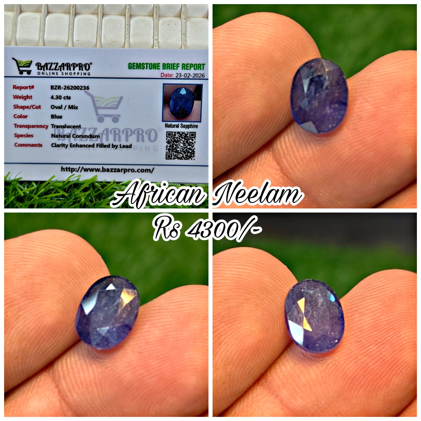 Premium Quality Neelam With Lab Certificte