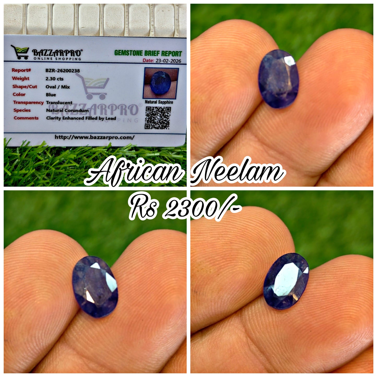 Premium Quality African Neelam With Lab Certificte