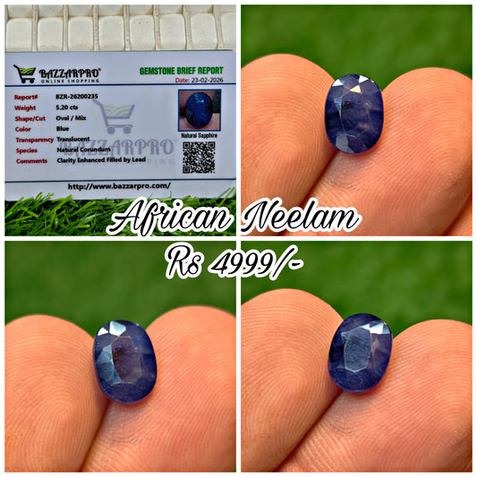Premium Quality African Neelam With Lab Certificte