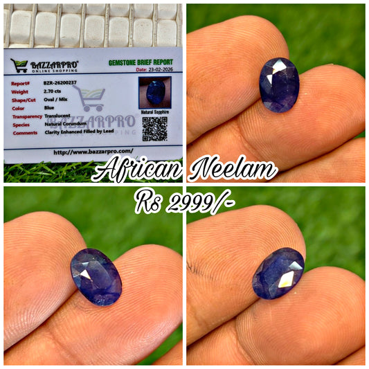 Premium Quality African Neelam With Lab Certificte