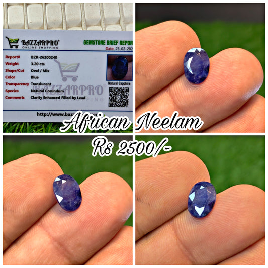 Premium Quality African Neelam With Lab Certificte