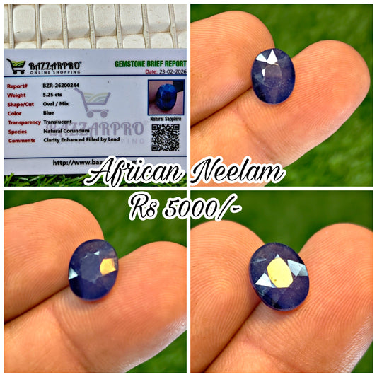 Premium Quality African Neelam With Lab Certificte
