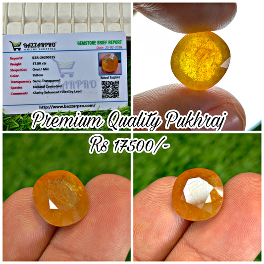 Premium Quality Pukhraj With Lab Certifice