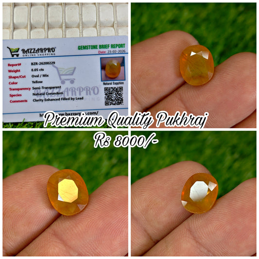 Premium Quality Pukhraj With Lab Certifice