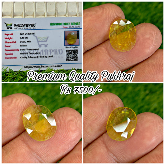 Premium Quality Pukhraj With Lab Certifice