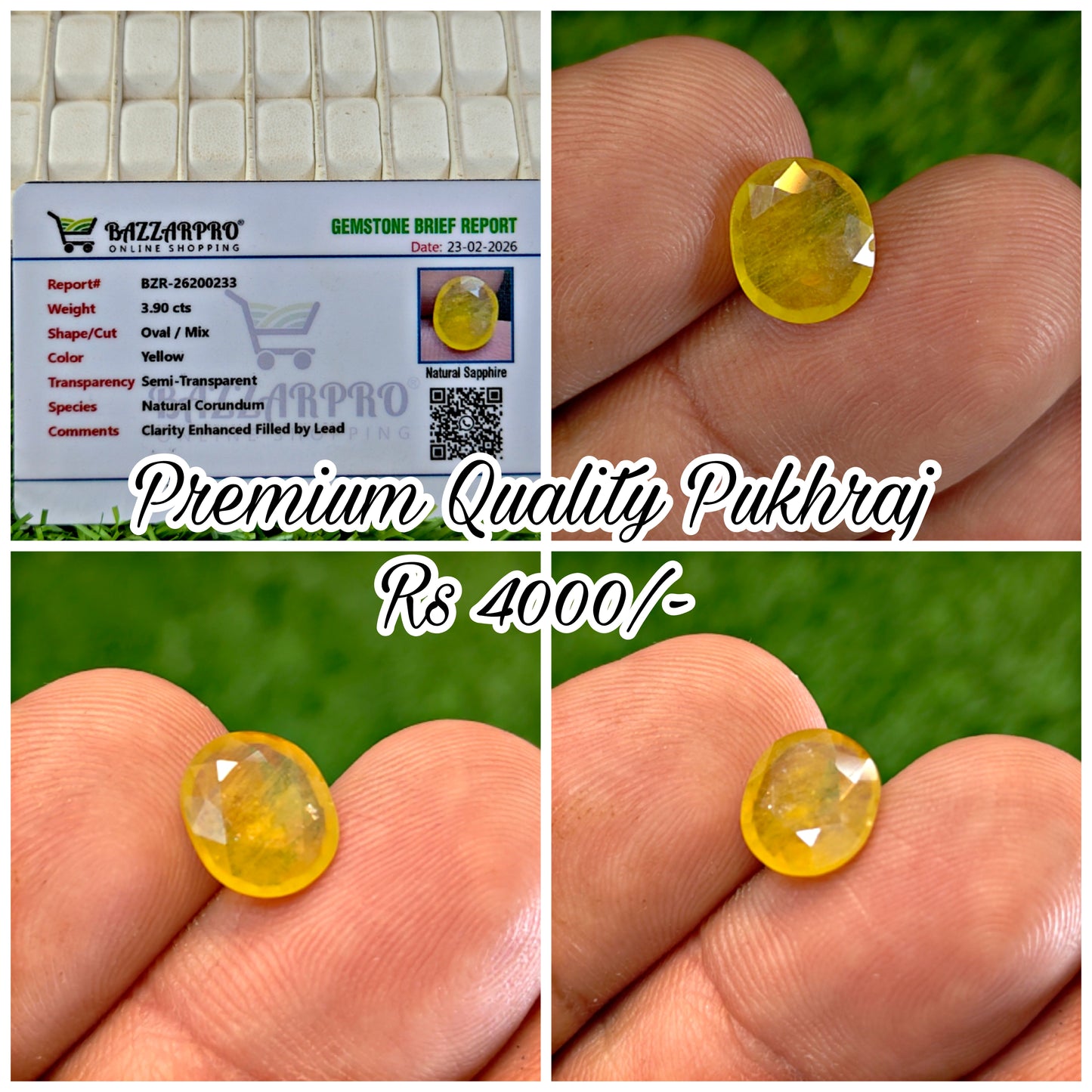 Premium Quality Pukhraj With Lab Certifice