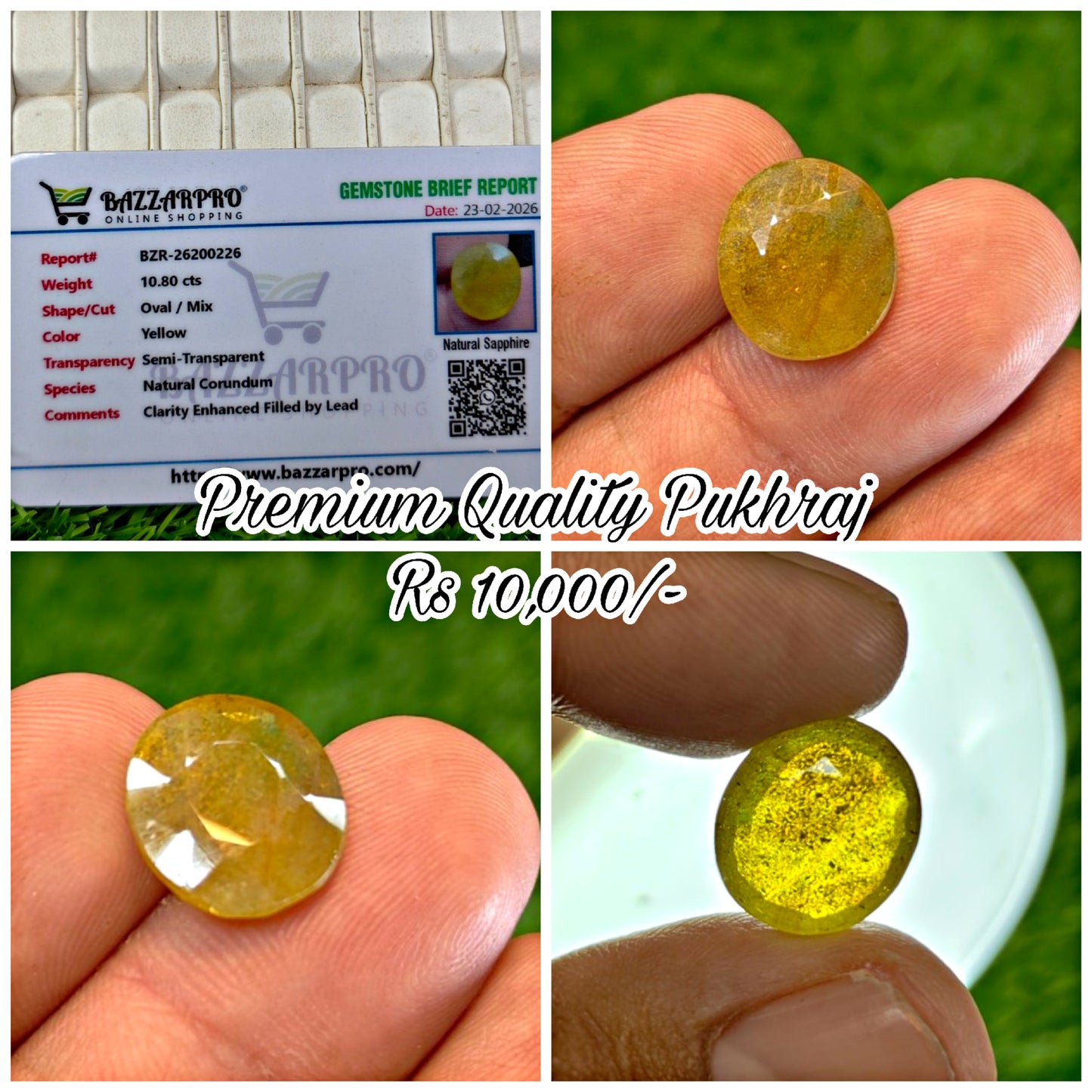 Premium Quality Pukhraj With Lab Certifice