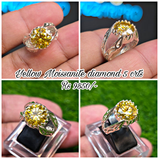 Premium Quality Golden Moissanite Ring