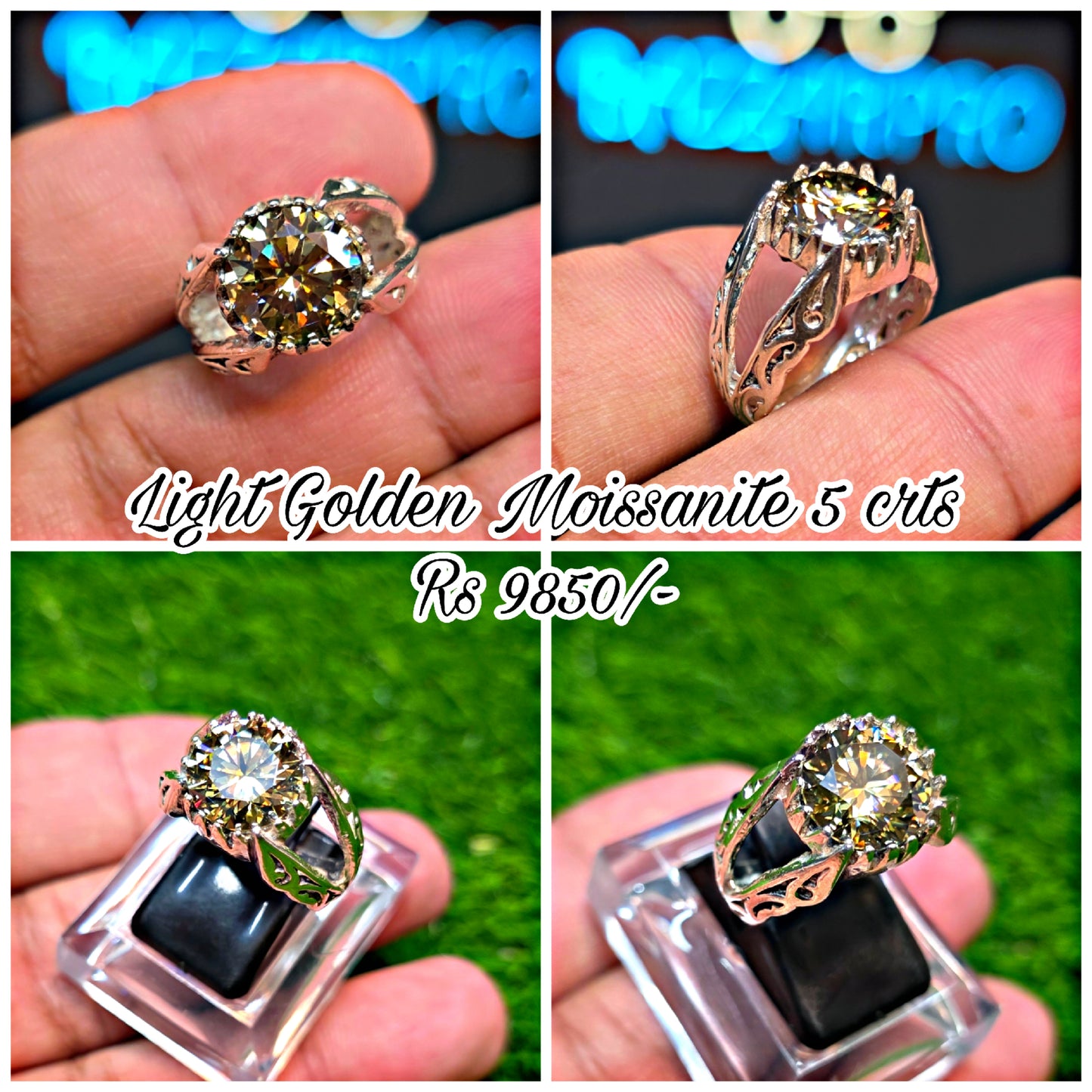 Premium Quality Light Golden Moissanite Ring