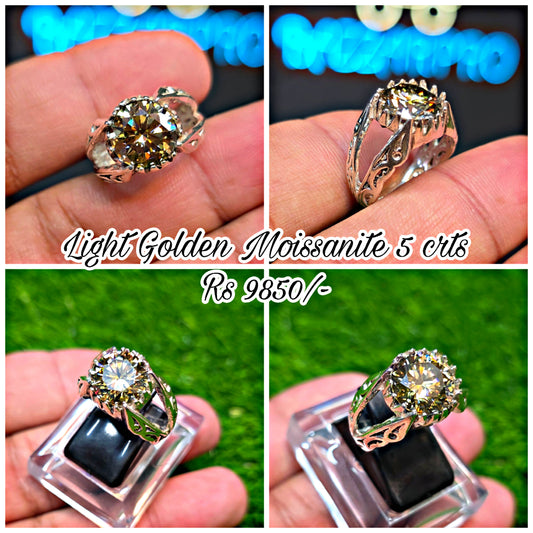 Premium Quality Light Golden Moissanite Ring