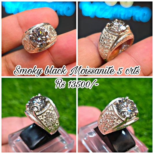 Premium Quality Smoky Black Moissanite Ring