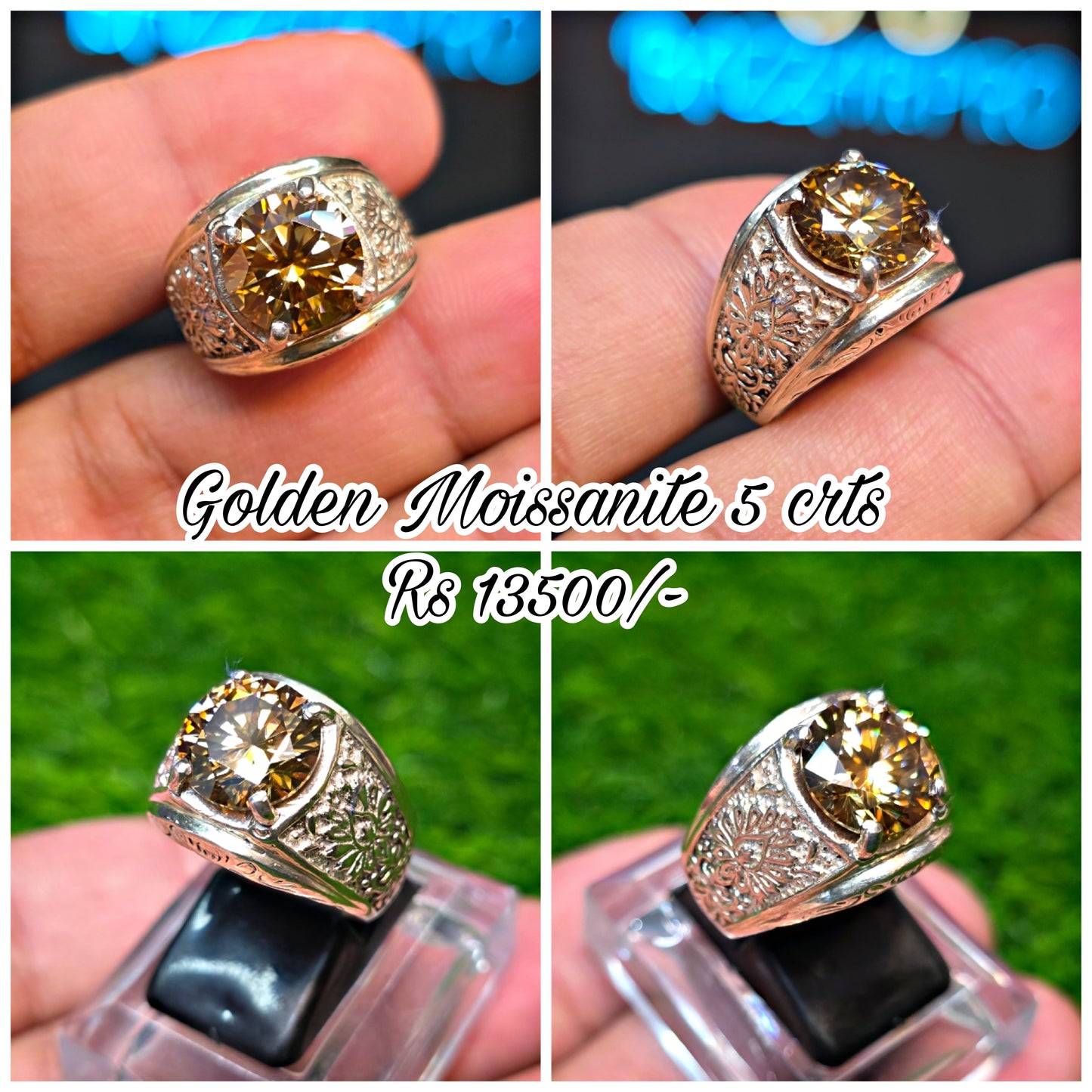 Premium Quality Golden Moissanite Ring