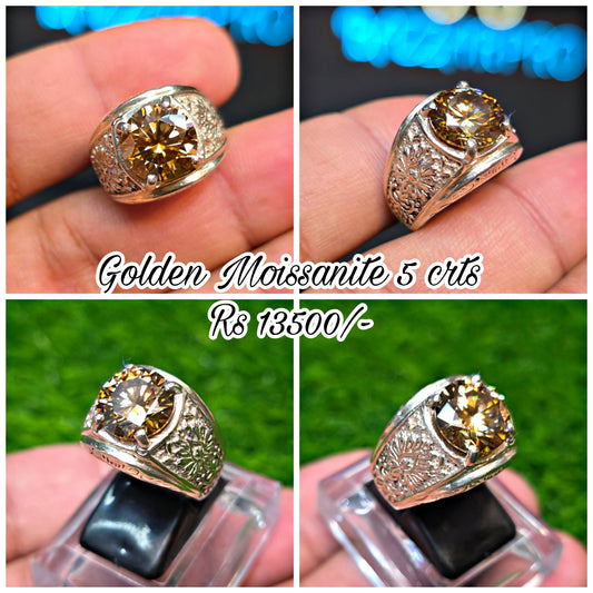 Premium Quality Golden Moissanite Ring
