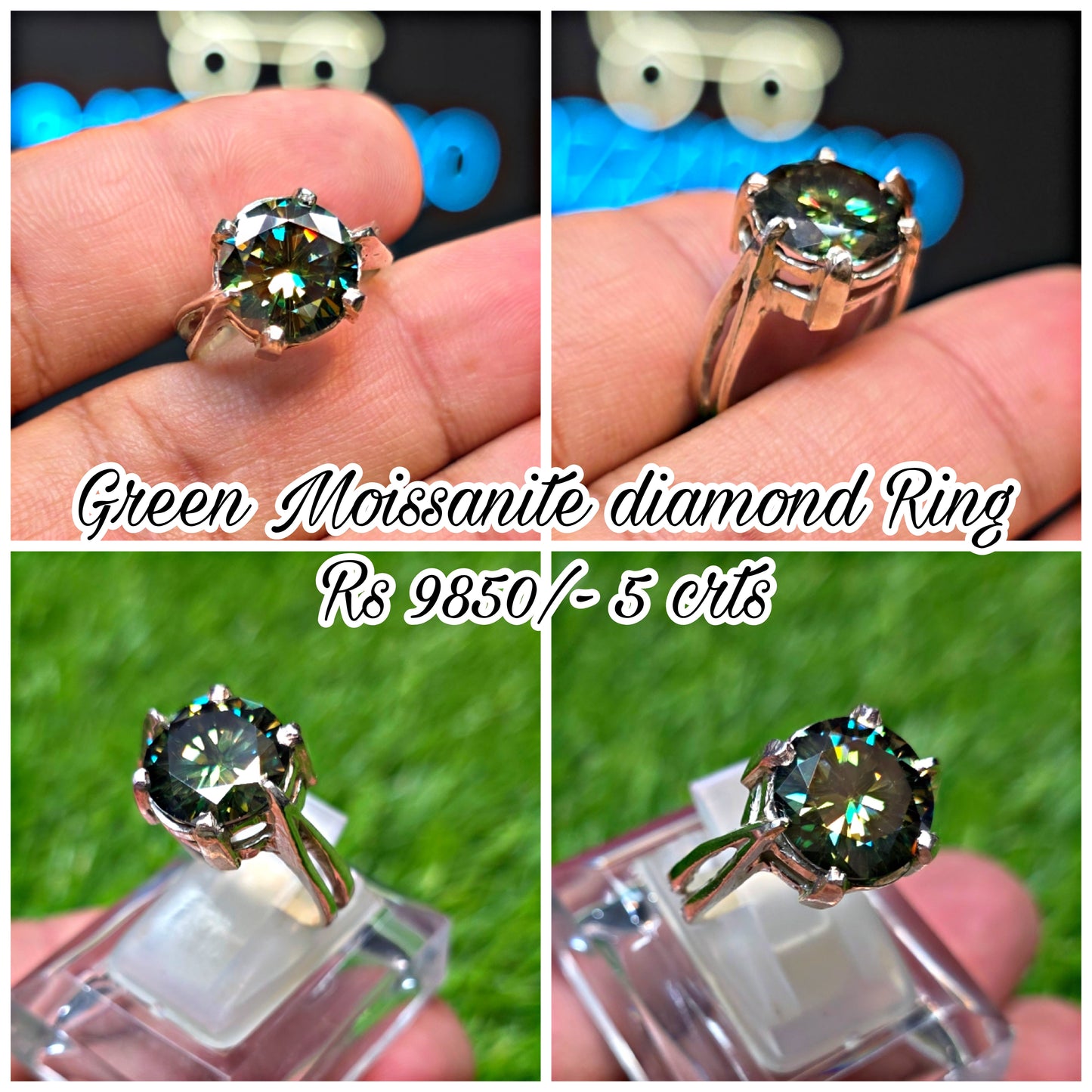 Premium Quality Green Moissanite Ring