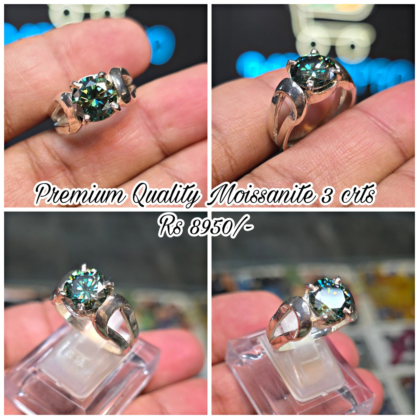Premium Quality Green Moissanite Ring