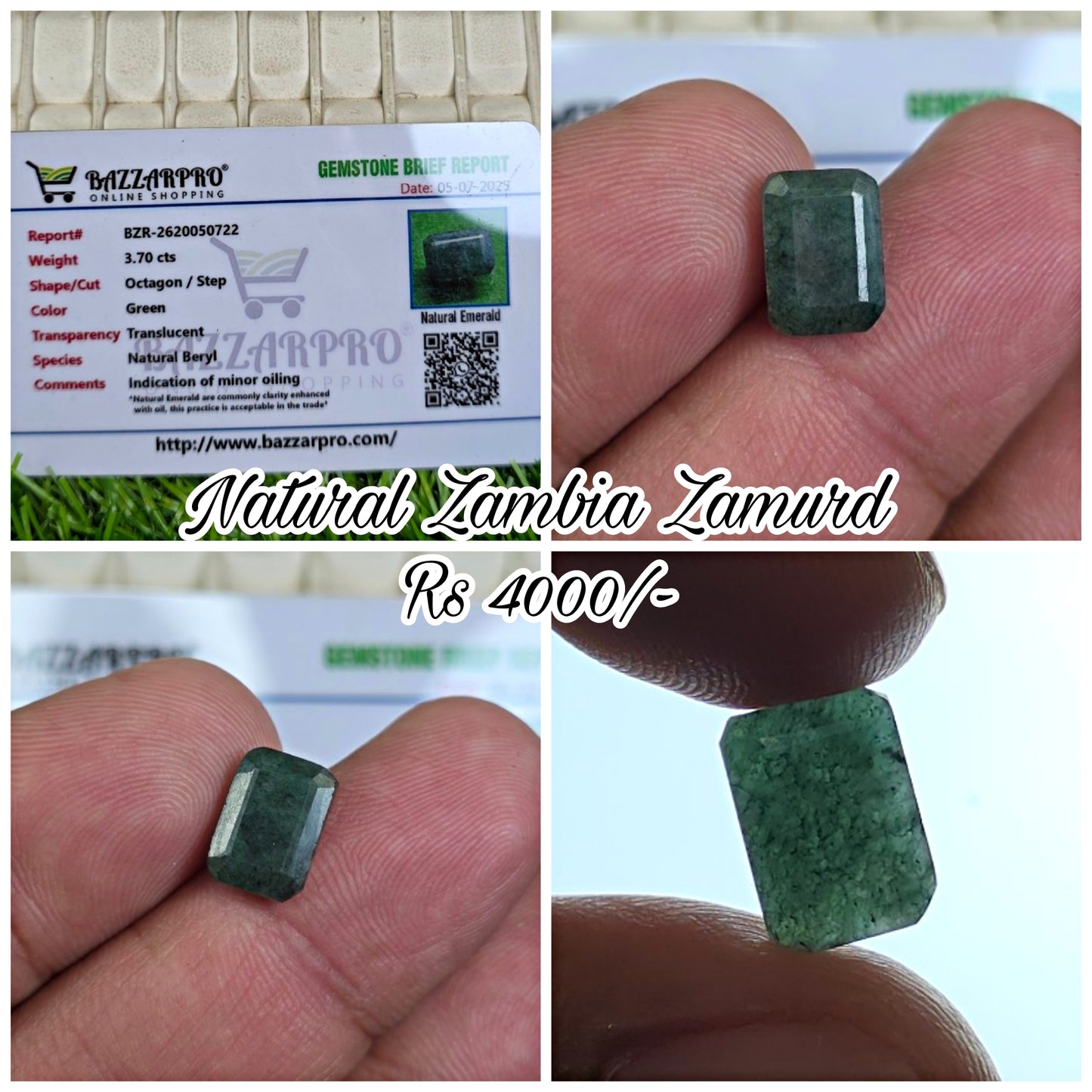 Natural Zambia Zamurd Stone With Lab Certificate