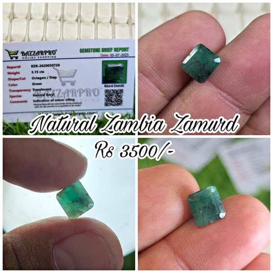 Natural Zambia Zamurd Stone With Lab Certificate