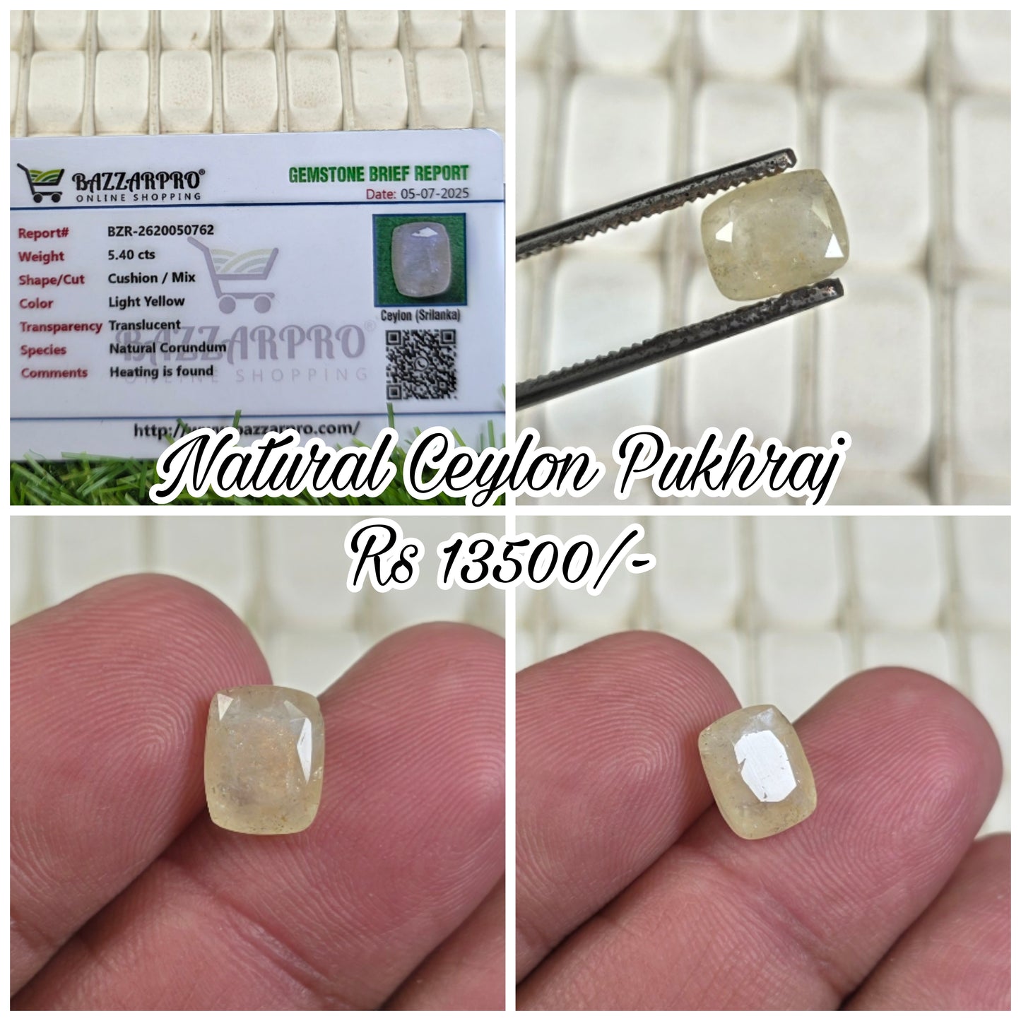 Natural Ceylon Pukhraj Stone With Lab Certificate