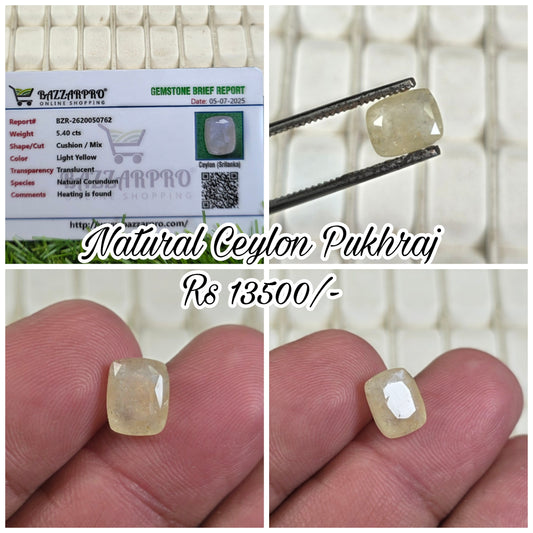 Natural Ceylon Pukhraj Stone With Lab Certificate