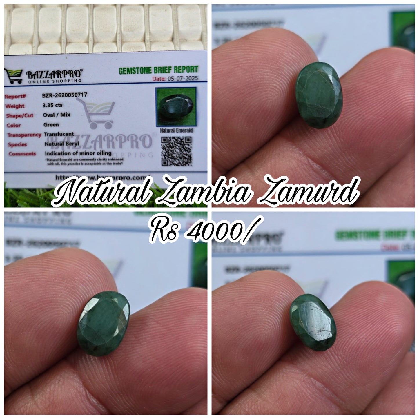 Natural Zambia Zamurd Stone With Lab Certificate
