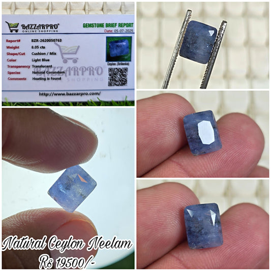 Natural Ceylon Neelam Stone With Lab Certificate