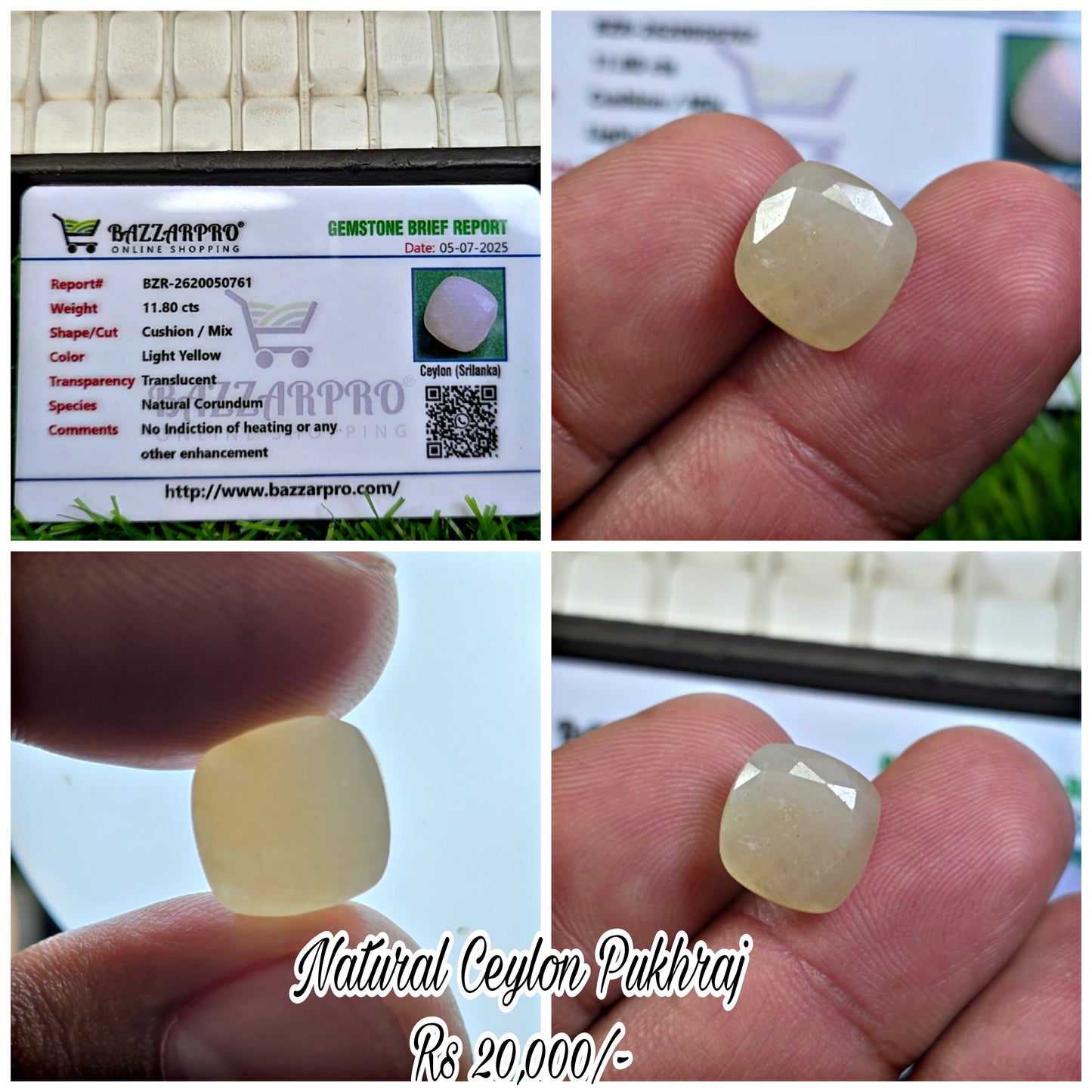Natural Ceylon Pukhraj Stone With Lab Certificate