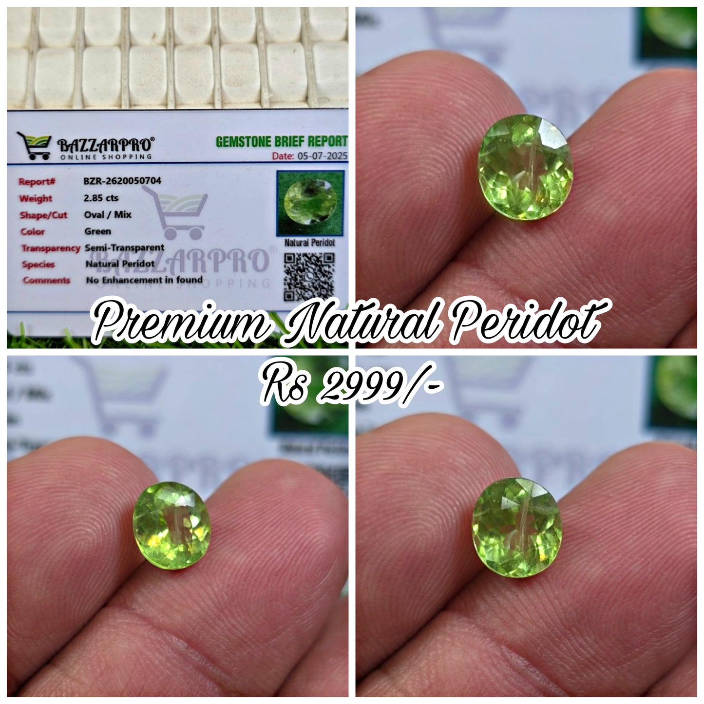 Natural Peridot Stone With Lab Certificate