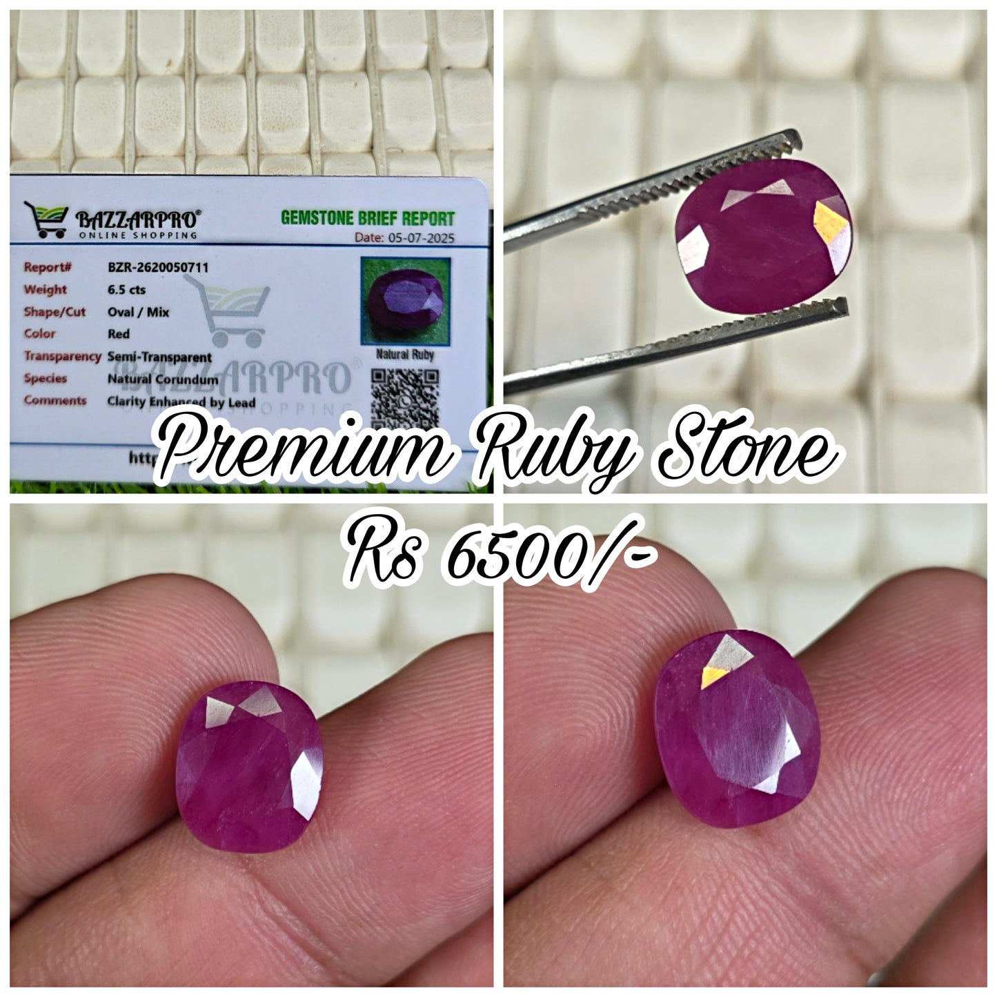 Natural Ruby Stone With Lab Certificate