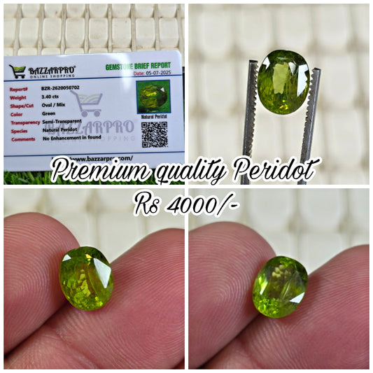 Natural Peridot Stone With Lab Certificate