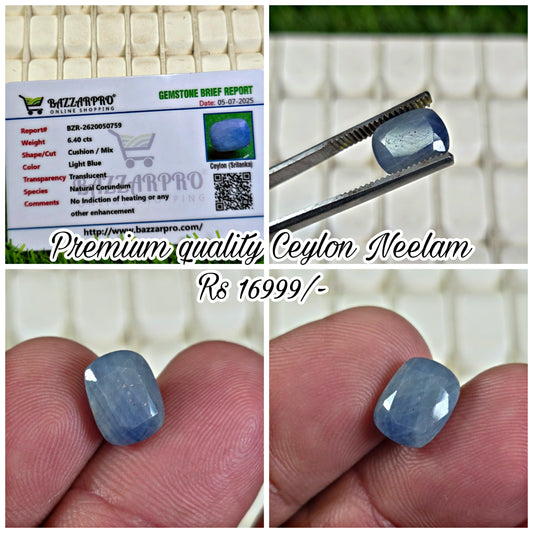 Natural Ceylon Neelam Stone With Lab Certificate