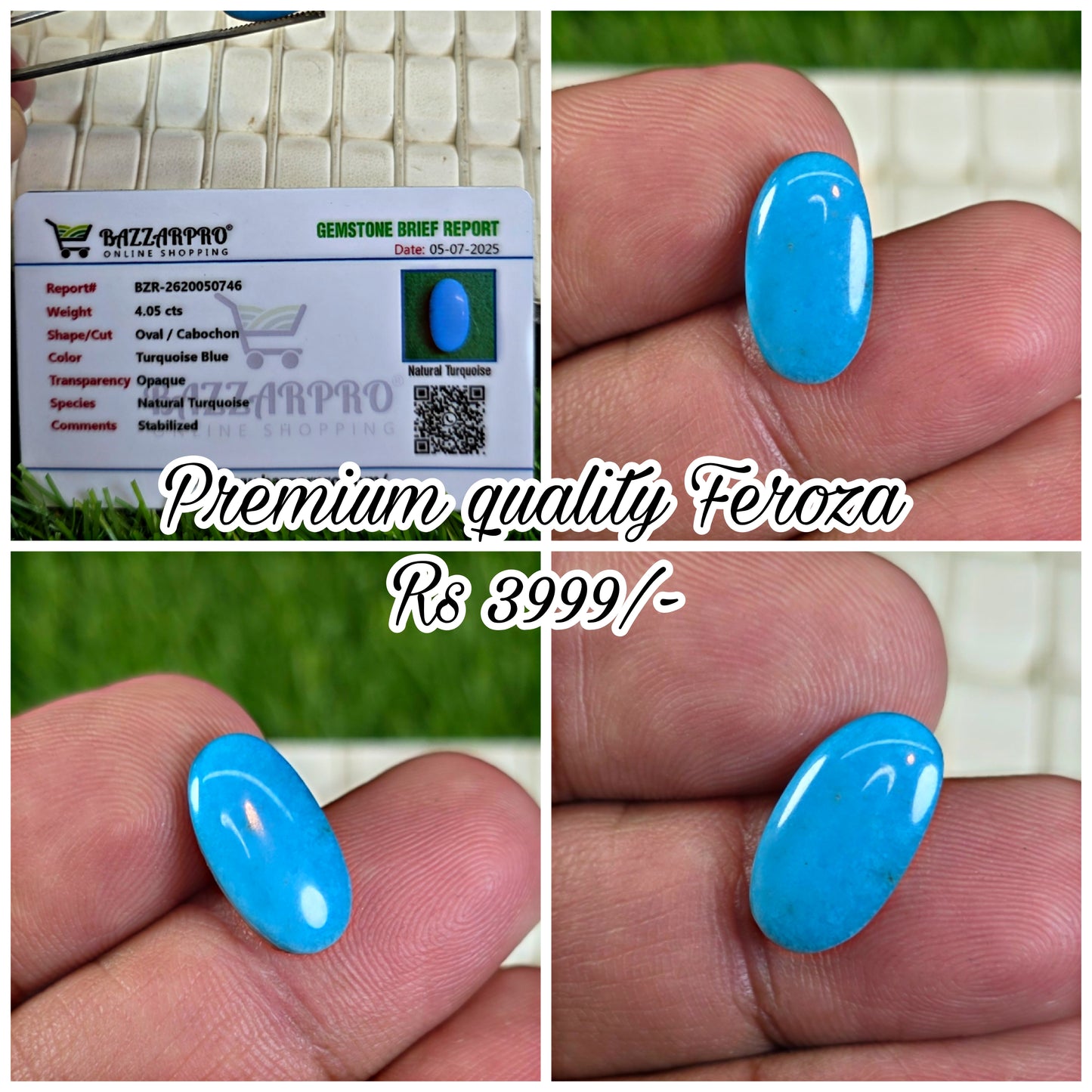 Natural Nisha Puri Feroza Stone With Lab Certificate