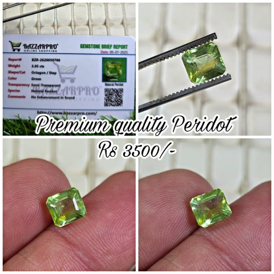 Natural Peridot Stone With Lab Certificate