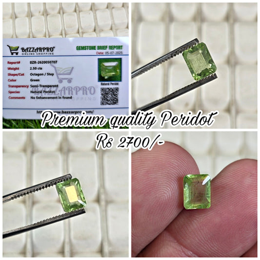 Natural Peridot Stone With Lab Certificate