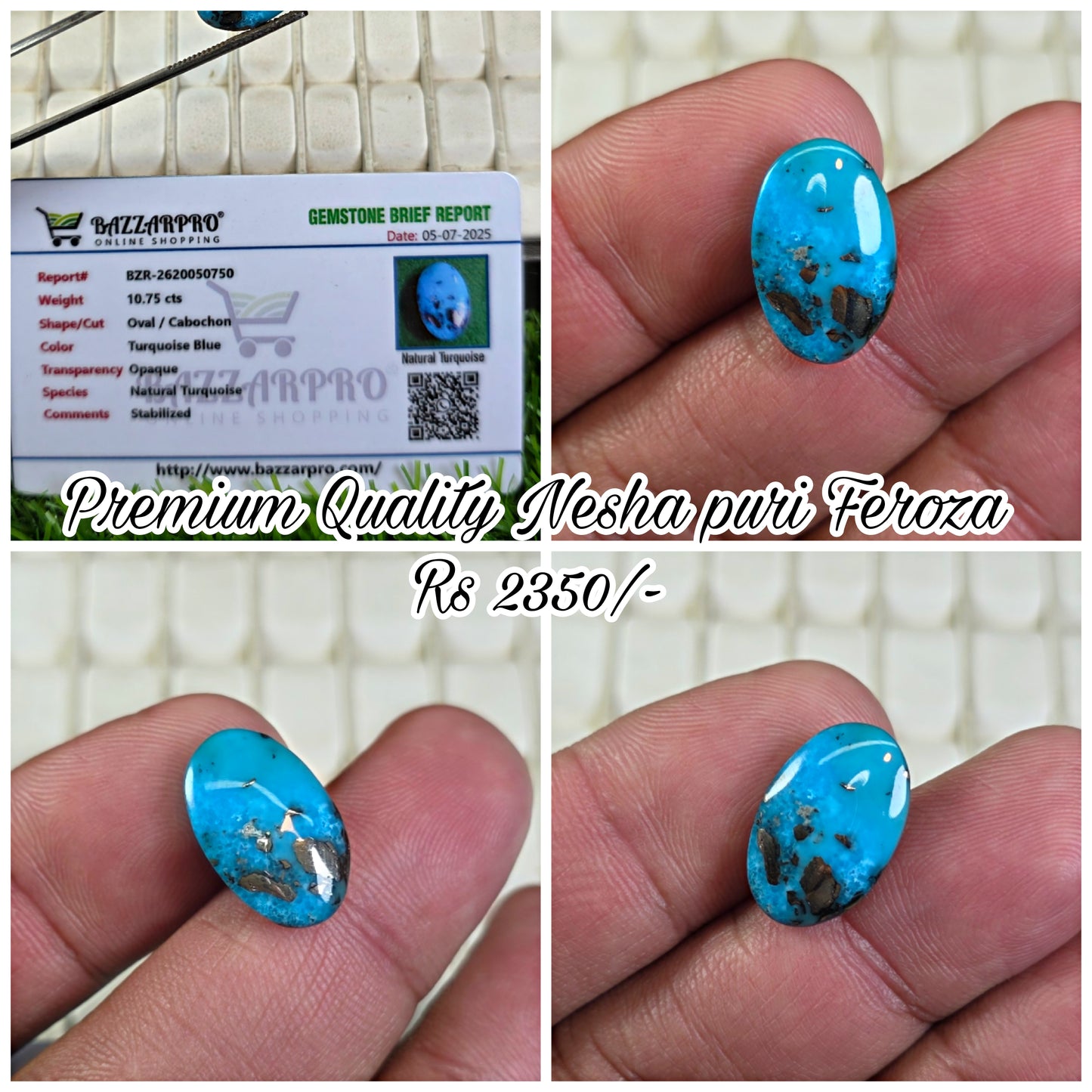 Natural Nisha Puri Feroza Stone With Lab Certificate