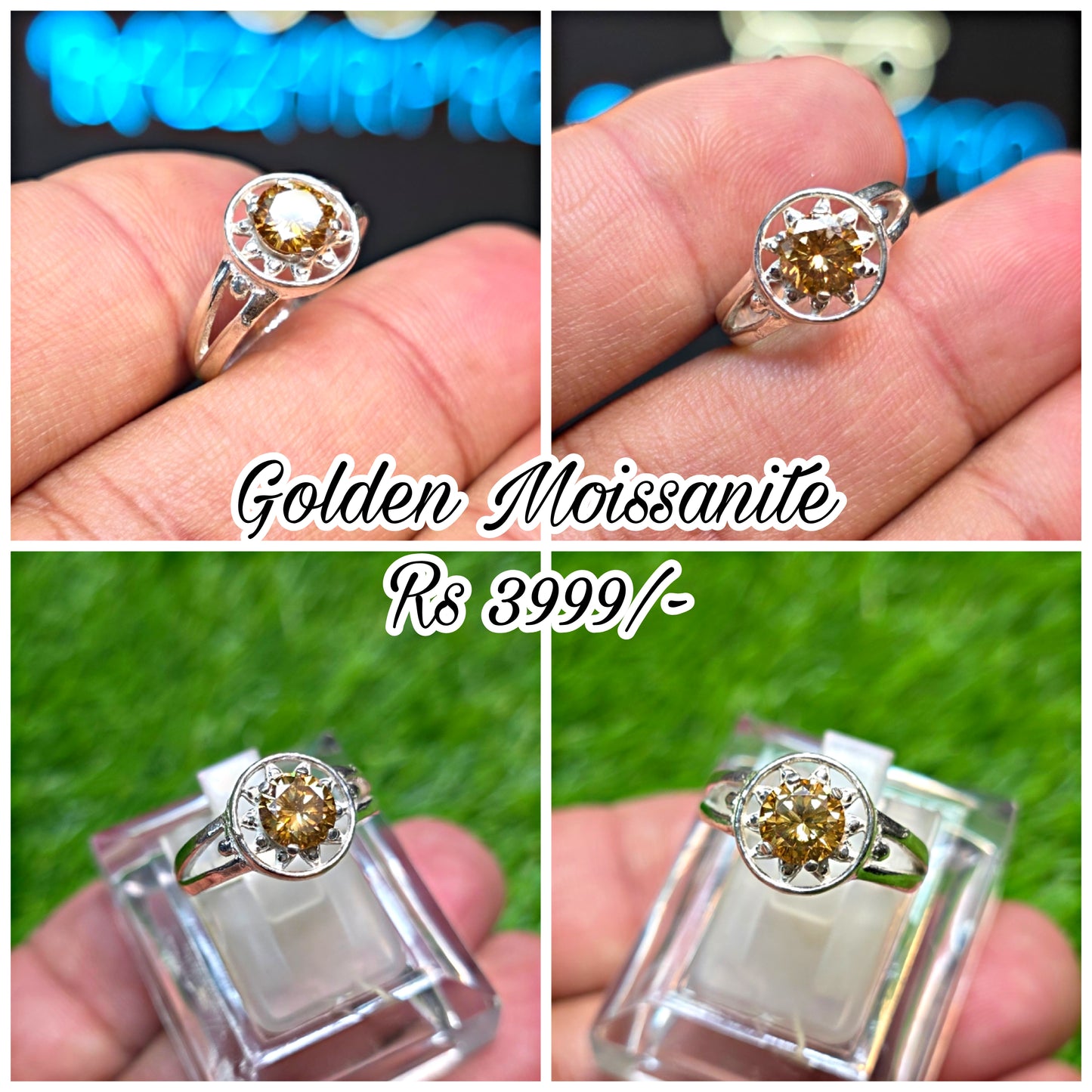 Premium Quality Golden Moissanite Ring