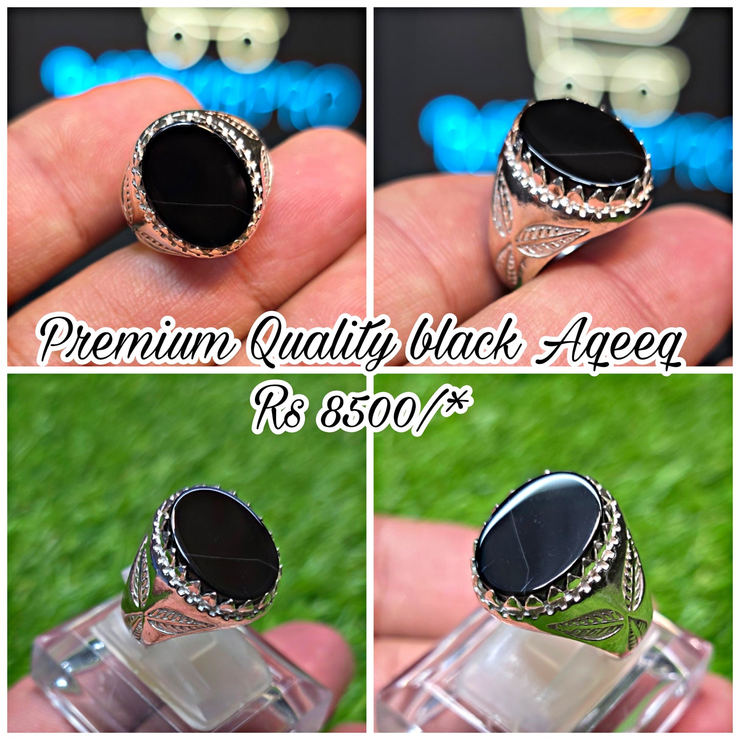 Premium Quality Black Aqeeq Ring
