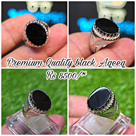 Premium Quality Black Aqeeq Ring