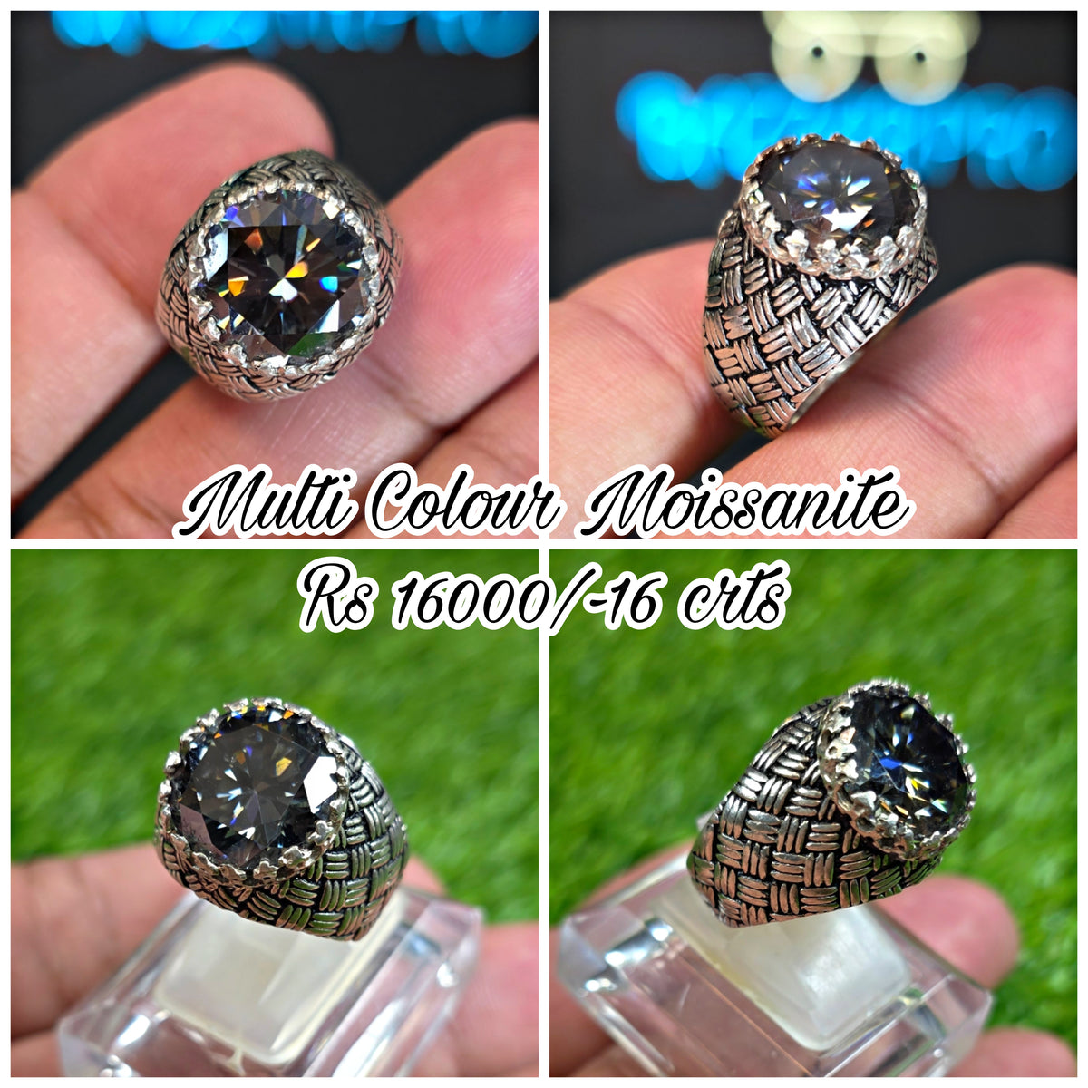 Multi Color Moissanite Diamond Ring