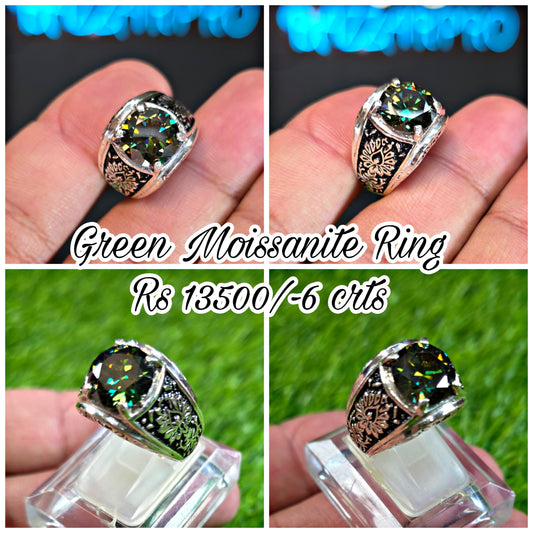 Green Moissanite Diamond Ring
