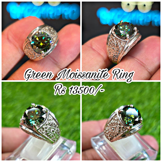 Green Moissanite Diamond Ring
