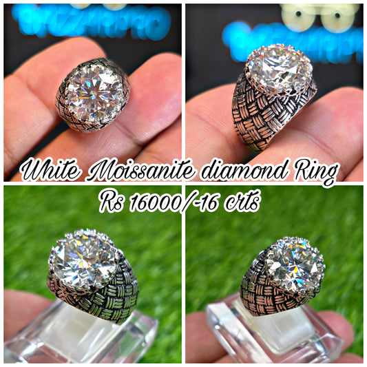 White Moissanite Diamond Ring