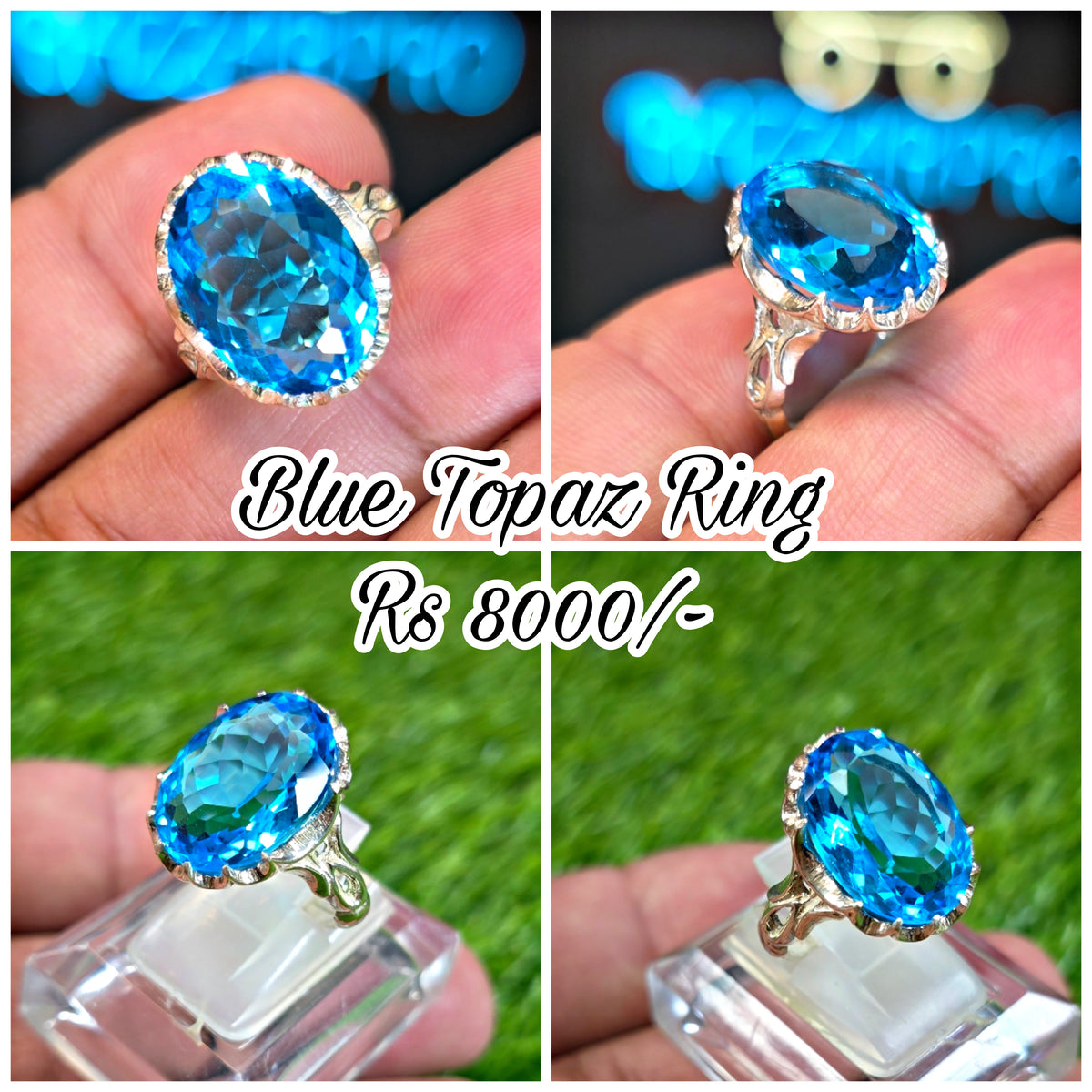Natural Blue Topaz Ring