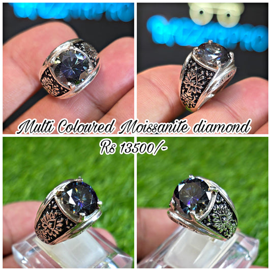 Multi Color Moissanite Diamond Ring