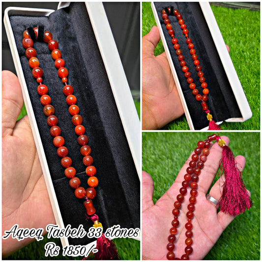 Natural Aqeeq Tasbeeh 33 Beads